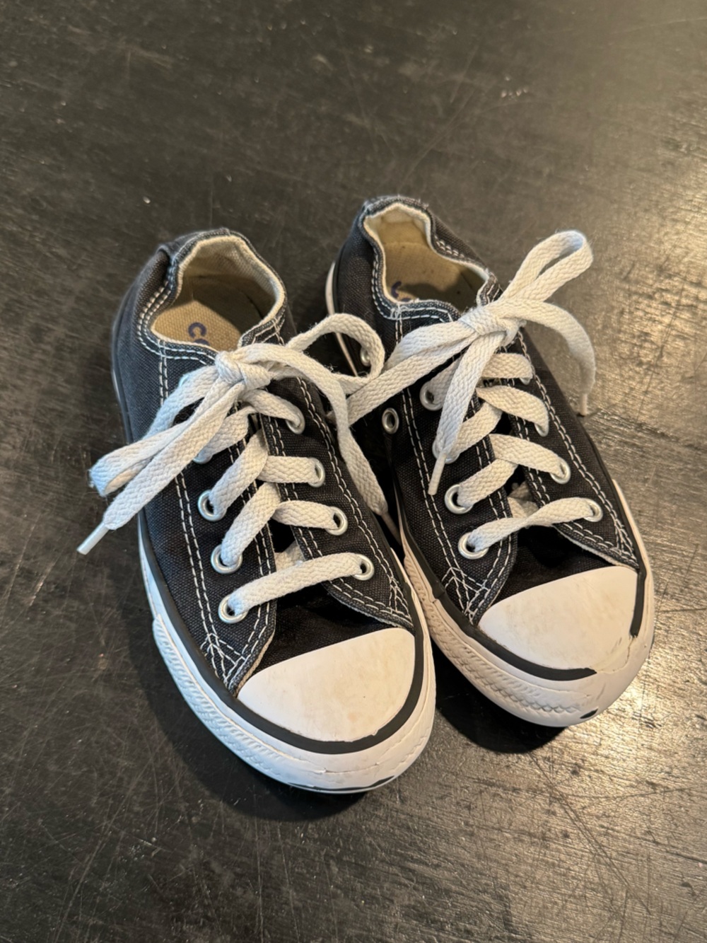 4/$15 Converse Kids Black & White Low-Top Canvas Sneakers -Size 10.5C